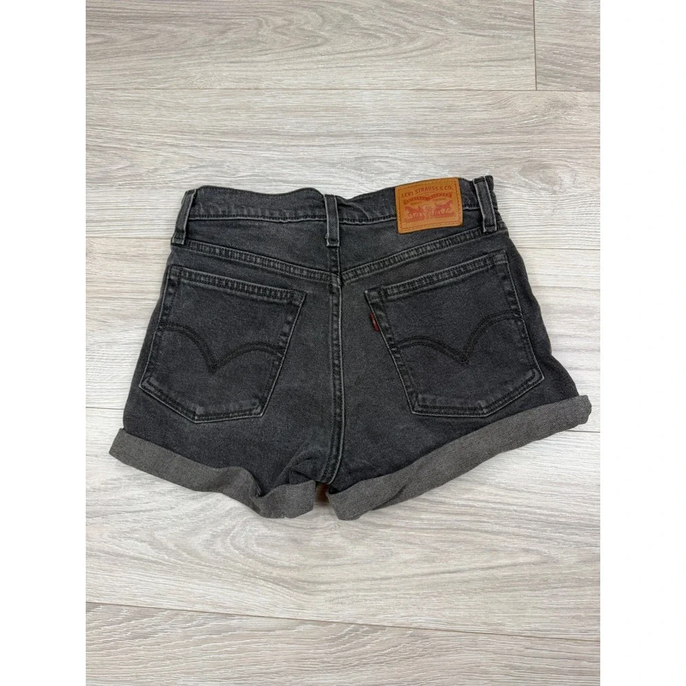 Levi Strauss & Co Womens High Waisted Denim Shorts Washed Black W26‎ Button Fly